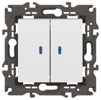 Выключатель 2-кл. Elegance 14-1105-01М 250В 10АХ с подсветкой матов. бел. Эра Б0065807