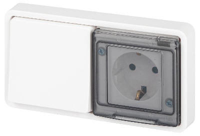 Блок розетка с выключателем Эксперт 11-7521-01 IP55 16А (10AX)-250В СУ бел. Эра Б0063261