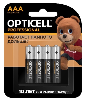 Элемент питания алкалиновый AAA/LR03 (блист. 4шт) Professional Opticell 5052002