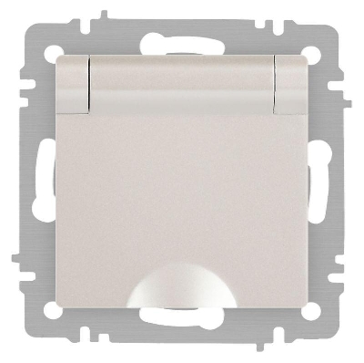 Розетка 1-м СП Accent 6-203-06 16А IP20 250В 2P+E Schuko с крышкой AL/CU перламутр. Intro Б0063429