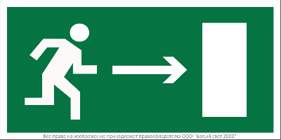 Знак безопасности NPU-2010.E03 "Напр. к эвакуационному выходу направо" Белый Свет a16668