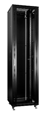 Шкаф монтажный телекоммуникационный напольный SH-05C-47U60/80-BK 19дюйм для распред. и серверн. оборудования 47U 600х800х2277мм передн. стеклян. и задн. сплошн. метал. двери ручка с замком черн. (RAL 9004) Cabeus 8578c
