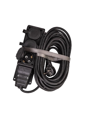 Удлинитель на каучуковой колодке 3х10м 16А IP44 250В 4кВт каучук КГ 3х2.5 черн. УХз16 Россия КОСМОС YKsm10m-3g(16A)KG-B