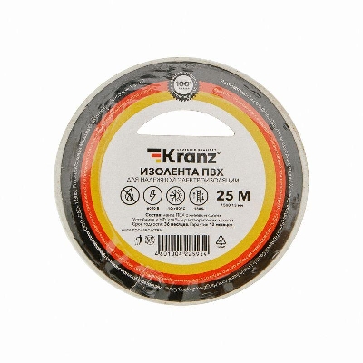 Изолента ПВХ 0.13х15мм 25м бел. Kranz KR-09-2101