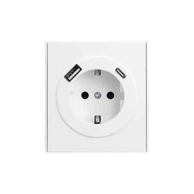 Розетка 1-м СП STRONG MIELE 16А с заземл. защ. шторки с USB A+C быстрой зарядки 5В/3А жемчуж. Kranz KR-78-0704-4