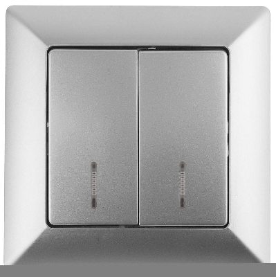 Выключатель 2-кл. СП Solo 4-105-03 10А 250В IP20 с подсветкой Solo алюм. Intro Б0053595