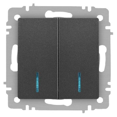 Выключатель 2-кл. СП Accent 6-105-07 10А IP20 250В с подсветкой AL/CU графит Intro Б0063521