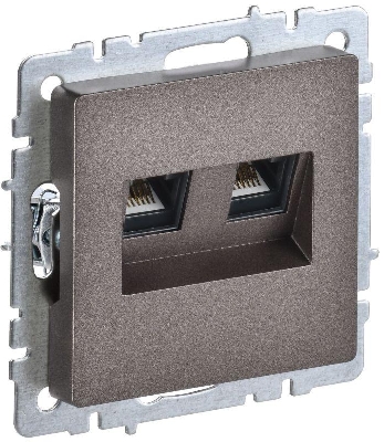 Розетка компьютерная двойн. СП RJ45 кат.6 BRITE РК11-2-БрТБ механизм бронза IEK BR-K20-2-K45