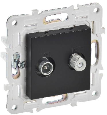 Розетка двойная TV+SAT SKANDY SK-A13Bl черн. IEK SK-AF20-O-K02