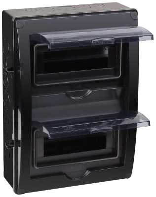 Щиток отркрытая проводка на 20 модулей с 2 вертик.дверцами 390х302х120мм черный IP65 УХЛ1 Ruvinil 69020Ч