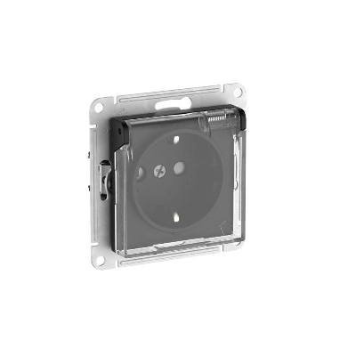 Розетка AtlasDesign Aqua 16А IP44 с заземл. защ. шторки с прозр. крышкой быстрозажим. клем. механизм карбон SE ATN441046S