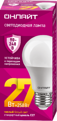 Лампа светодиодная 90 535 OLL-A60-27-230-2.7К-E27 PRO 90-240В ОНЛАЙТ 90535