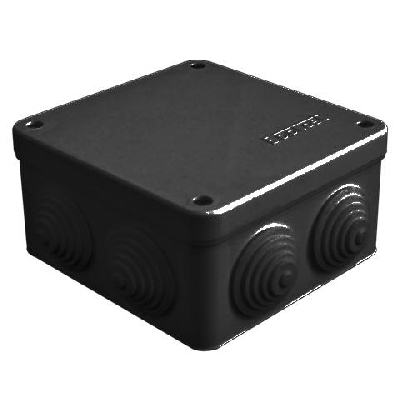 Коробка распределительная ОП 105х105х56мм IP54 7 выходов 4 гермоввода крышка на винтах материал - полипропилен черн. Epplast 110045