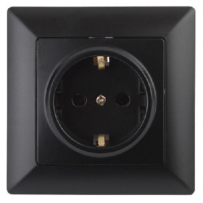 Розетка 1-м СП Solo 4-202-05 16А 250В IP20 2P+E Schuko с заземл. антрацит Intro Б0053653