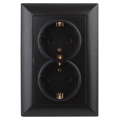 Розетка 2-м СП Solo 4-205-05 16А 250В IP20 2х2P+E Schuko с заземл. антрацит Intro Б0053677